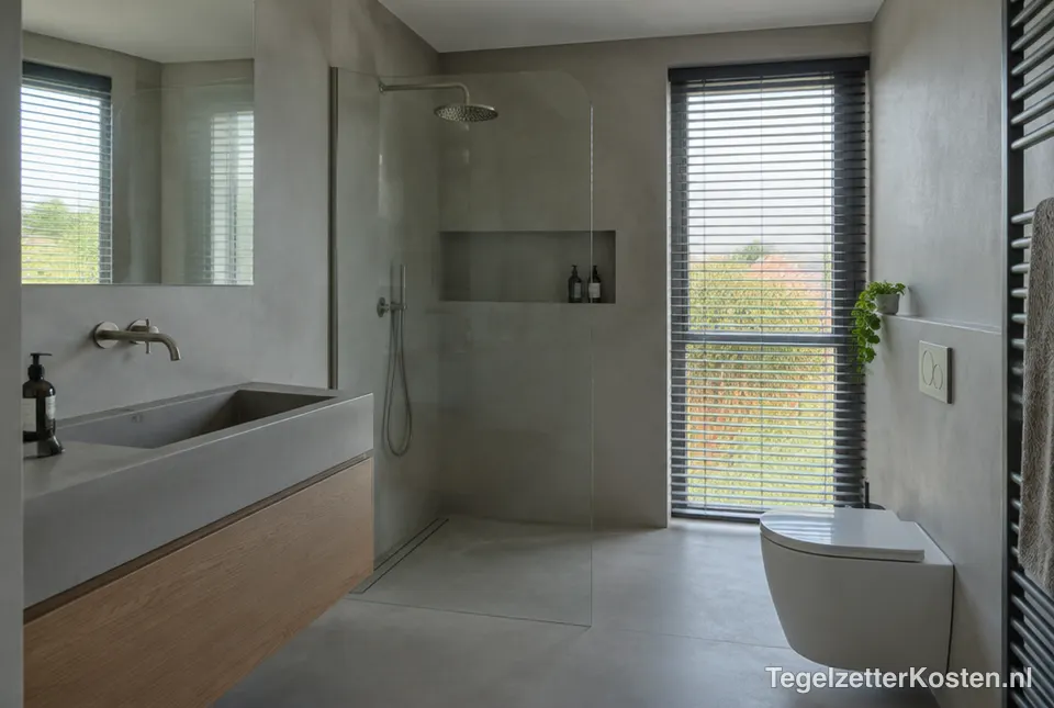 Badkamer met wanden van microcement